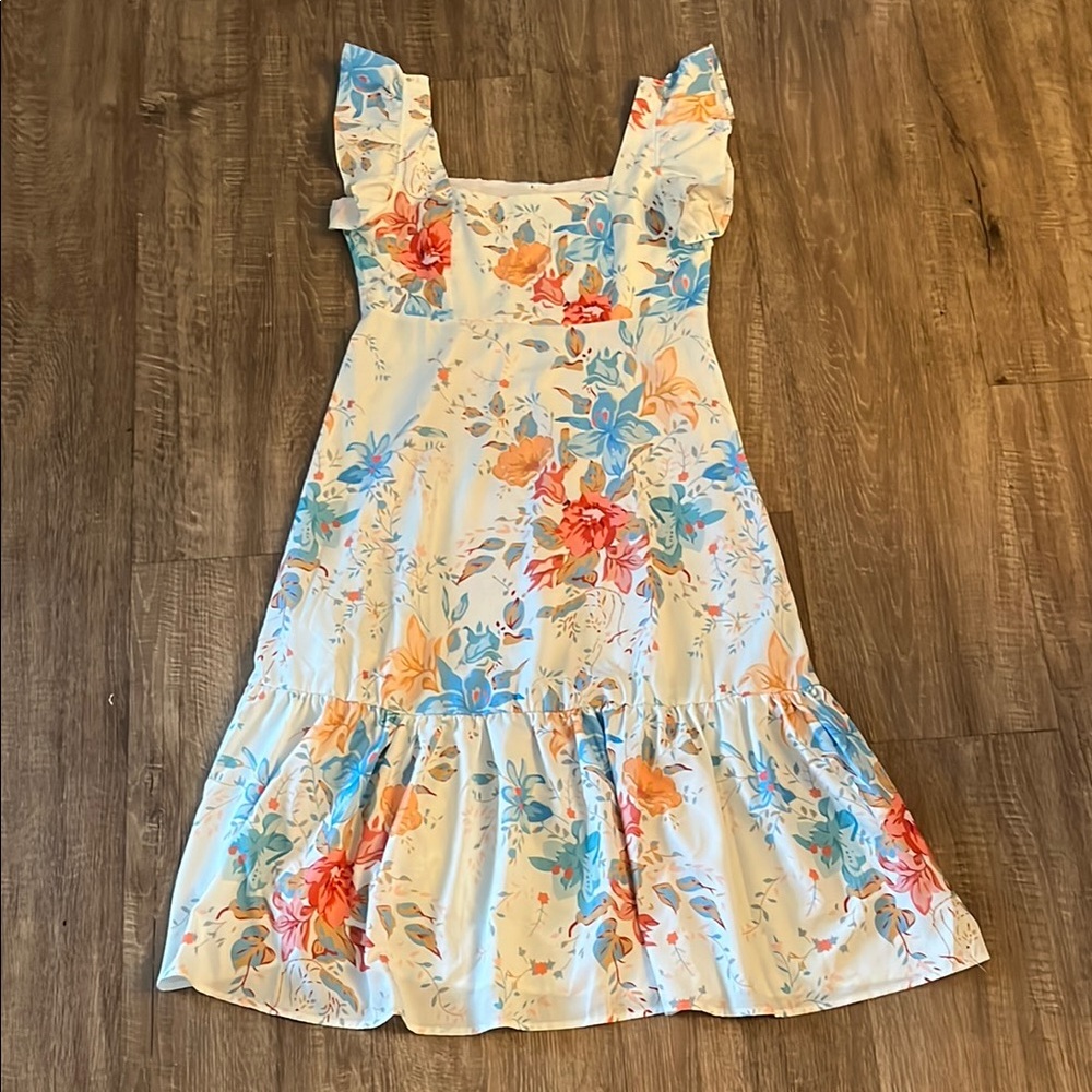 SHEIN Frenchy Floral Print Ruffle Hem Dress - Picture 2 of 5